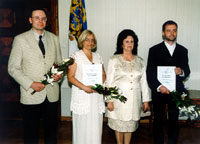 Vasakult: Hill Kulu, Krista Sildoja, proua Ingrid Rüütel, Tõnu Kõrvits
