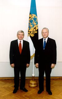 Ambassador of the Republic of Romania Neagu Udroiu and president Arnold Rüütel