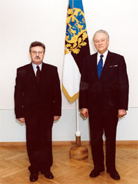 The Ambassador Extraordinary and Plenipotentiary of Hungary, László Nikicser and the President Arnold Rüütel