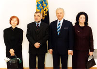 Left: Mrs Milka Mesić, President of the Republic of Croatia, Stjepan Mesić, the President Arnold Rüütel, Mrs Ingrid Rüütel