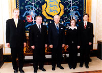 Vasakult: Oliver Kask, Riigikohtu esimees Uno Lõhmus, President Arnold Rüütel, Meeli Kaur ja Ivo Pilving