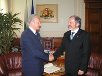 Riigivisiit Bulgaaria Vabariiki 25.-27.05.2005. President Arnold Rüütel kohtumas  Bulgaaria Rahvusassamblee esimehe Borislav Lubenov Velikov'iga