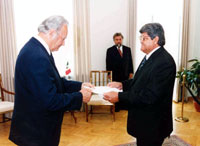 President Arnold Rüütel võttis vastu Mehhiko Ühendriikide suursaadiku Gonzalo Aguirre Enrile volikirja