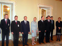State Visit to the Republic of Latvia 6.-9.12.2005. President Arnold Rüütel met with Speaker of the Latvian Saeima Ingrida Udre.