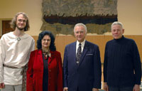 The President of the Republic and Mrs Ingrid Rüütel handed over the President's Folklore Prize. The laureates of the year 2005 are Jüri Metssalu and Tiit Birkan. Photo: Alar Madisson, the Estonian Literary Museum.