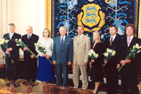 President Arnold Rüütel appointed judges. From left: Viktor Brügel, Daimar Liiv, Heli Käpp, President Rüütel, The Chief Justice of the Supreme Court Märt Rask, Kaija Kaijanen, Fred Fisker and Urmas Reinola.